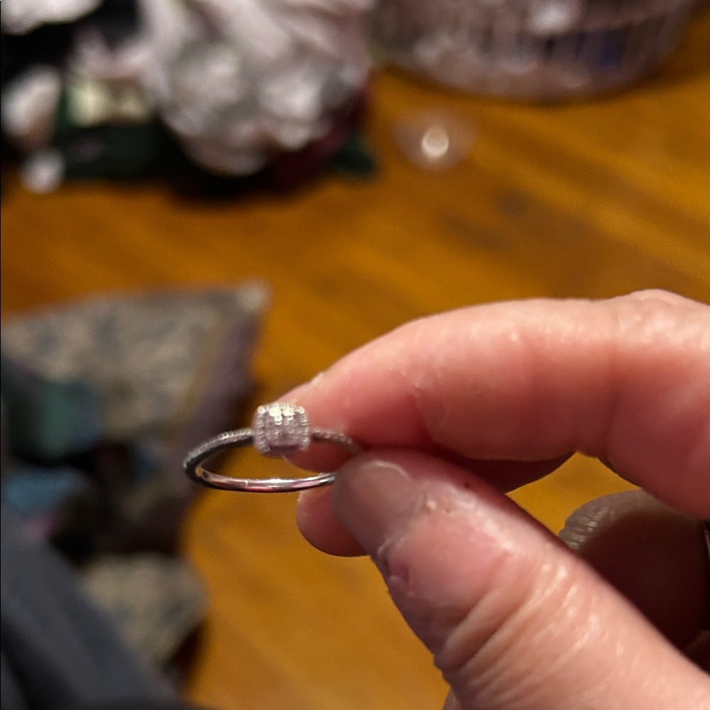 Delicate Silver Cubic Zirconia Stackable Ring - S… - image 1